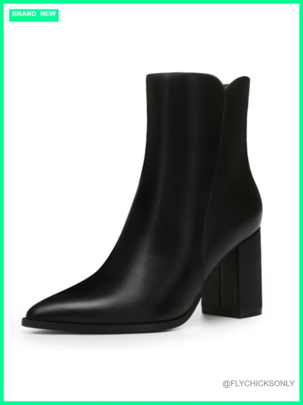 Women's Chunky High Heel Pointed Toe Ankle Booties with Side Zipper